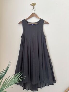 Vivienne Tam Grey Mesh A Line Sleeveless Tank Dress Medium